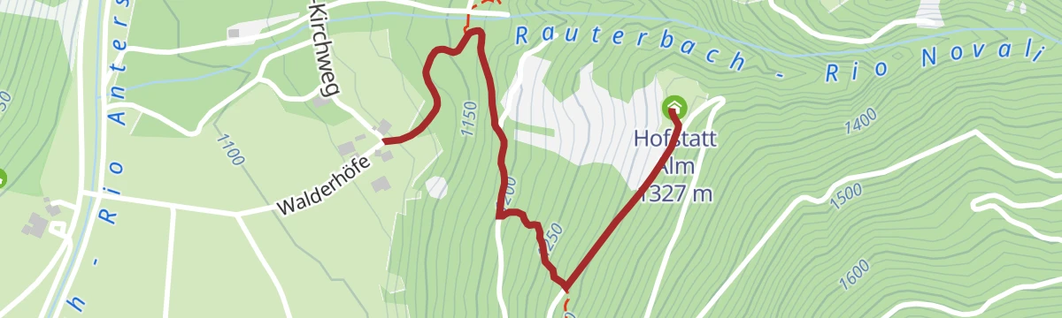Route map: Hike to the Hofstatt hut